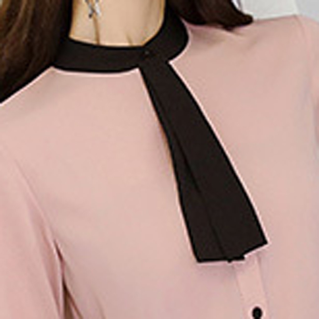 Women Work Office Slim Fit Long Sleeve Solid Chiffon Plus Shirt Top