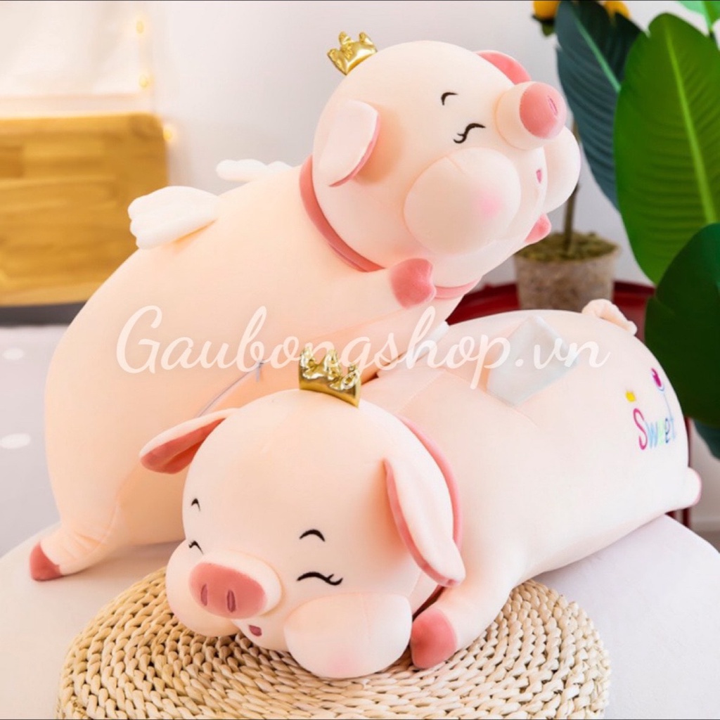 gấu bông heo vương miện 90cm , heo thiên thần cực xinh gaubongshop.vn -M033