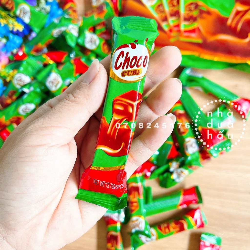 Một gói kẹo choco cube viên nén Hongkong gói lớn gồm 50 thanh nhỏ 687.5g