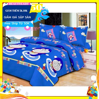 Free ship Bộ ga gối Poly 1m4 beautylady-doremon đĩa bay