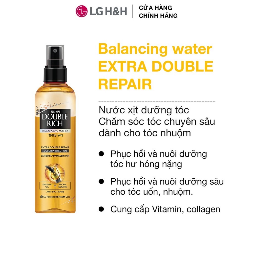 [ĐƠN 249K TẶNG SỮA TẮM 36K] Nước Dưỡng Tóc Double Rich Óng Mượt Cho Tóc Nhuộm 250ml Balancing Water Extra Double Repair