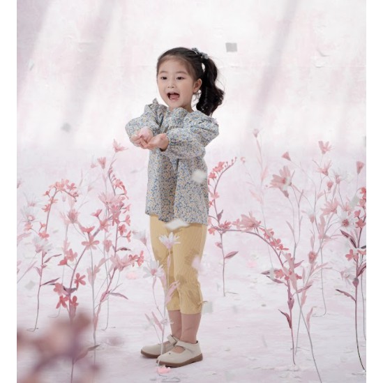 Áo hoa nhí babydoll cổ vuông cho bé gái từ 1-10 tuổi Tini Blooms MS07.1