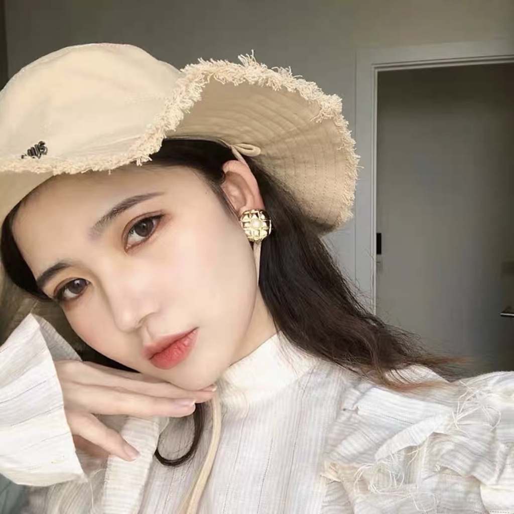 Mũ vành rộng, nón đi biển chống nắng có dây chất lượng cao in chữ JACQUEMUS