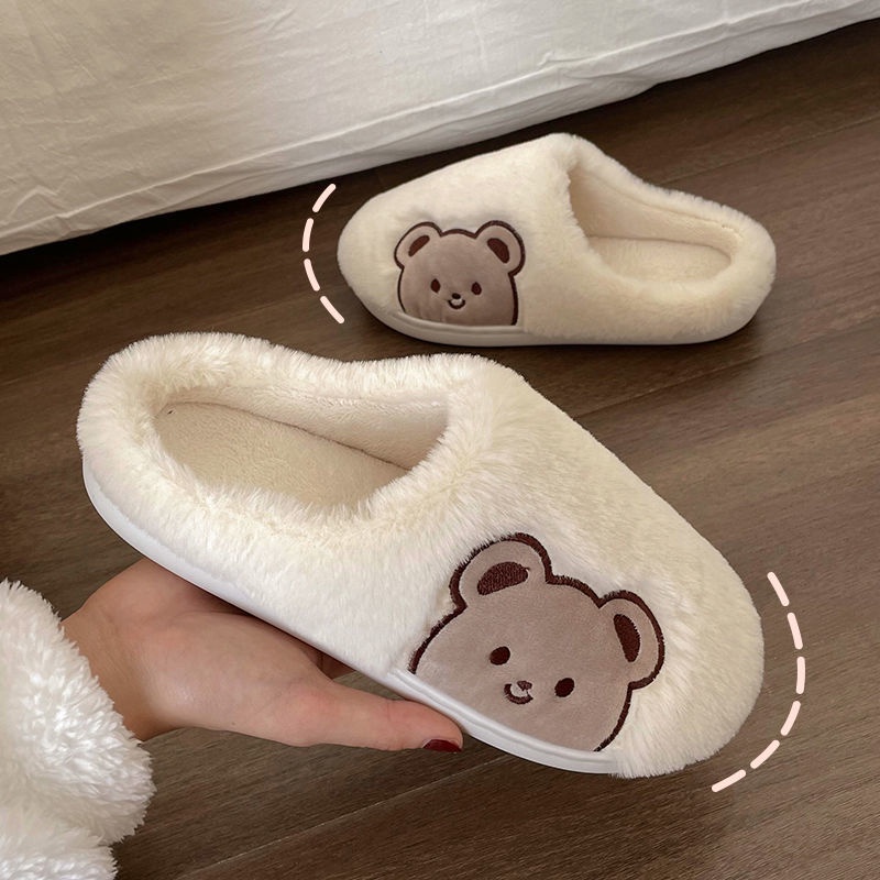 Dép bông đi trong nhà chống trượt giữ ấm mùa đông phong cách Hàn Quốc cho nữ