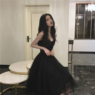 Váy hai dây đen xòe hàn quốc (HÀNG SẴN) có ảnh thật