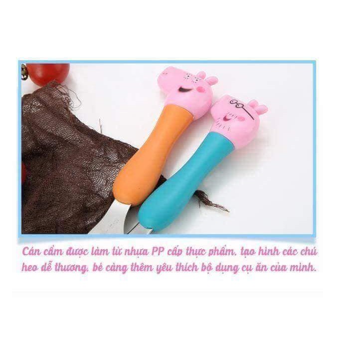 Bộ muỗng nĩa thìa inbox hình gia đình Peppa Pig siêu KUTE / bộ peppa pig