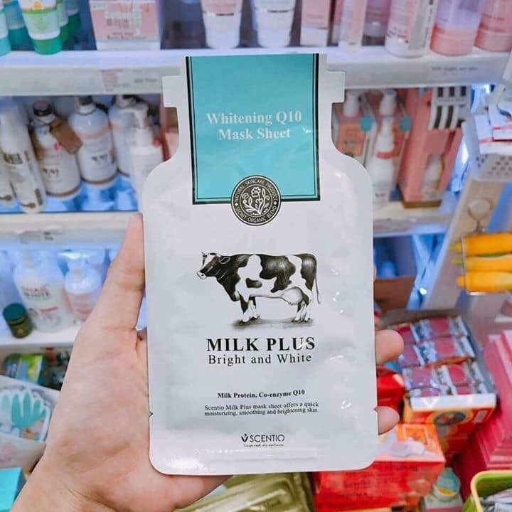 (1 Miếng) Mặt Nạ Sữa Bò Trắng Da Scentio Milk Plus Whitening Q10 Thái Lan