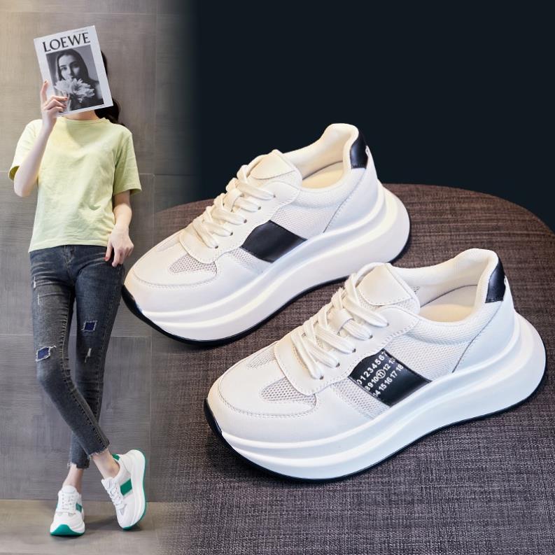 Giày thể thao nữ Ulzzang độn đế  trắng SPORT Giầy sneaker kiểu dáng Hàn Quốc Hot Hit 2022