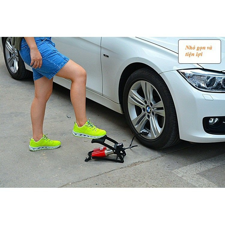 Bơm Lốp Xe  Đạp Chân Cho Xe Đạp, Xe Máy, Xe Hơi 2 Piston Đa Năng, Tiện Dụng