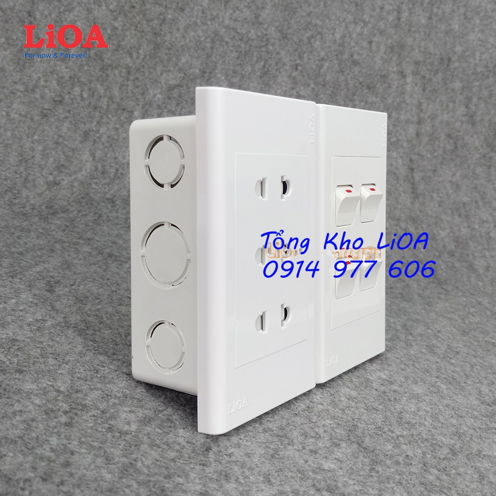 Combo ổ cắm điện ba 2 chấu LiOA 16A 3520W + 4 công tắc điện - Lắp âm tường