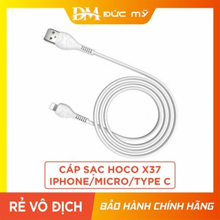 Cáp sạc hoco x37 sạc nhanh 2.4a chất liệu pvc dây dài 1m / đầu lightning-micro-typec