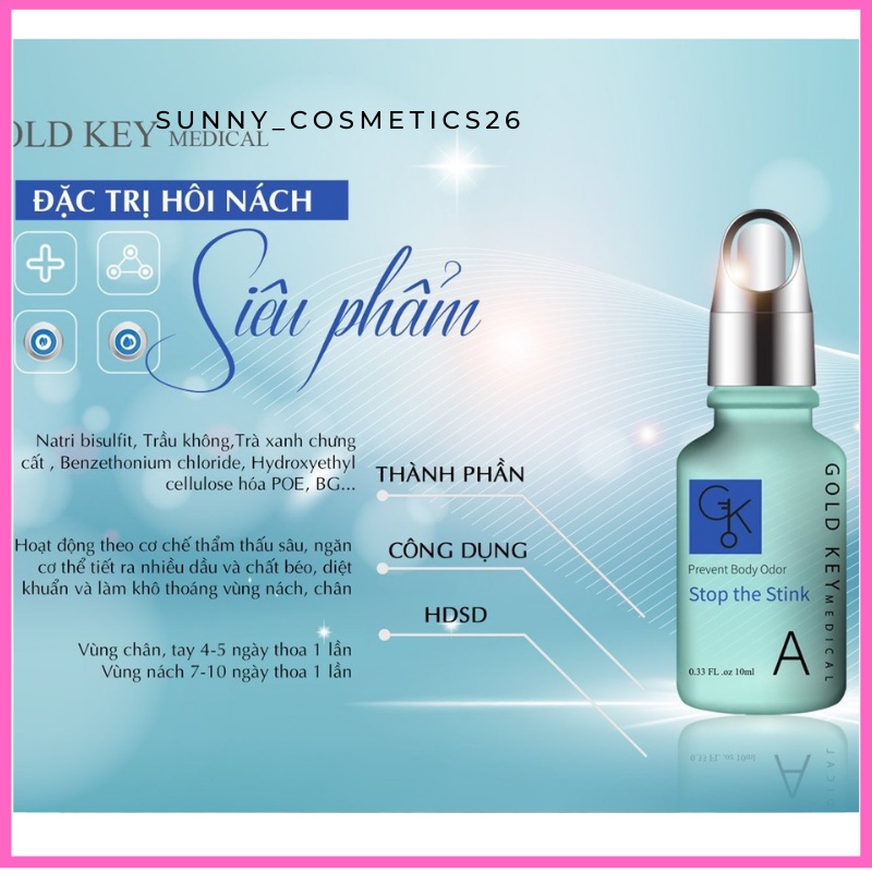 Tinh chất khử mùi hôi nách ngăn mùi cơ thể GOLD KEY STOP THE STINK 10ml