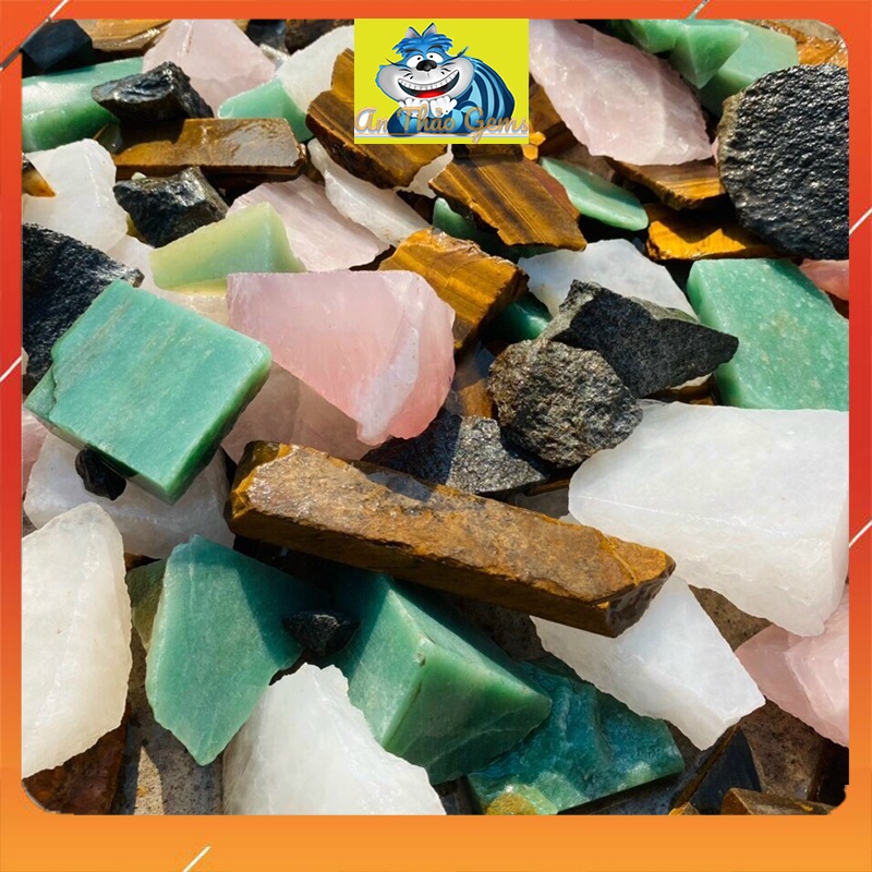 1Kg Đá Vụn Thô Nhiều Màu, Vụn Đá Phong Thuỷ Dùng Trang Trí, Dải Nền Nhà