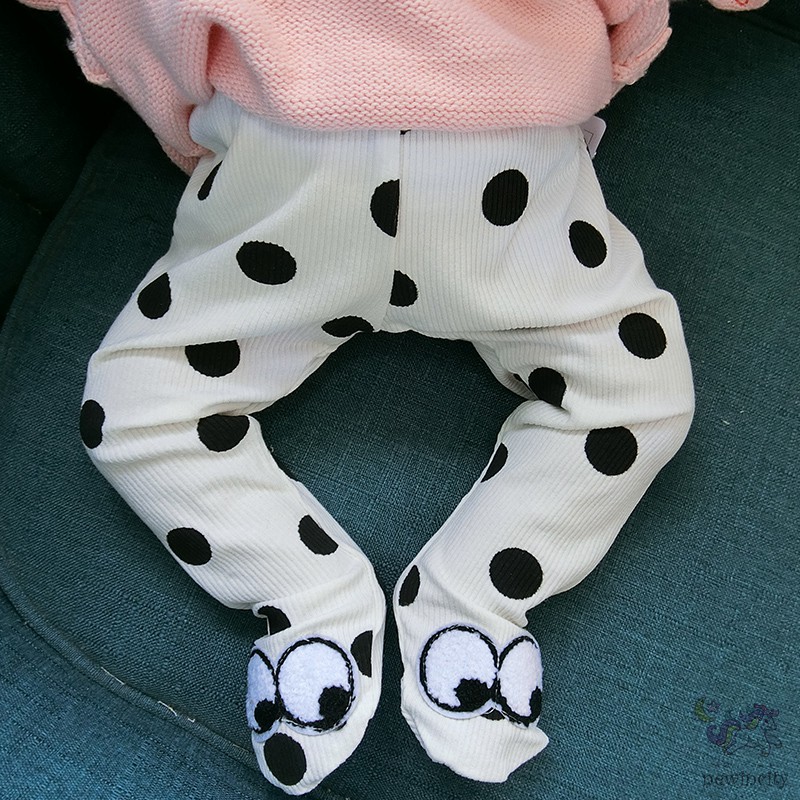Quần Legging Chất Liệu Vải Cotton Hoạ Tiết Chấm Bi Dễ Thương Cho Bé