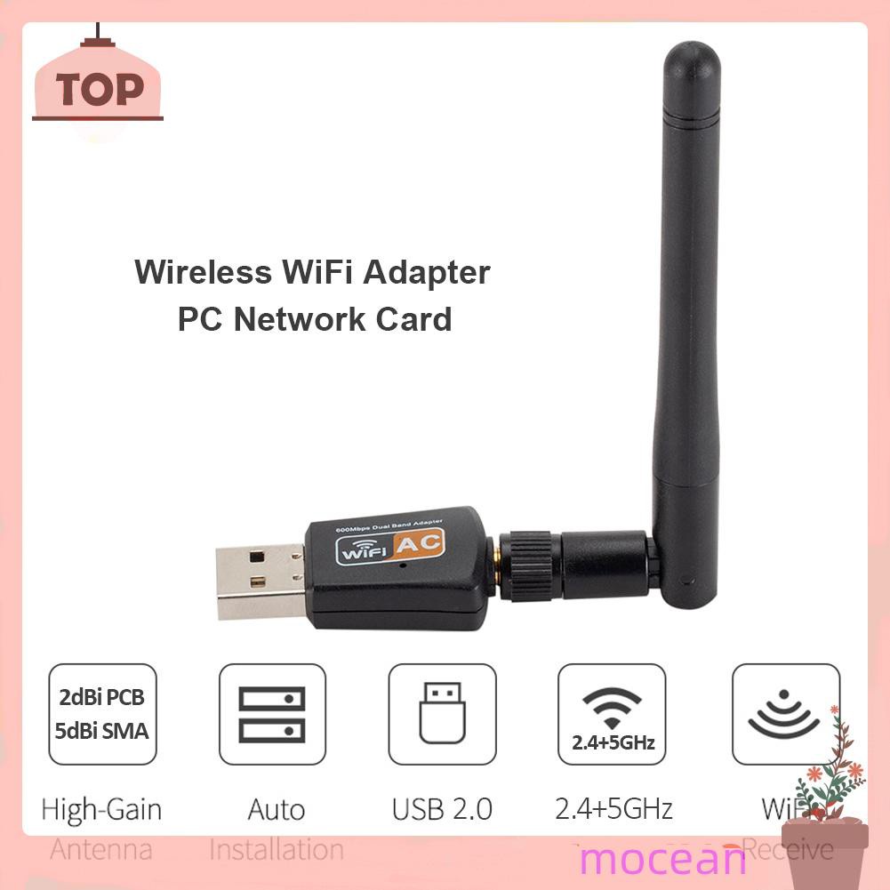 Mocean 2.4/5GHz USB WiFi Network Card 600Mbps 11AC Dual Band Wireless Receiver