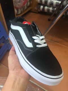 Giày thể thao sneaker old skool đen trắng da lộn cao cấp