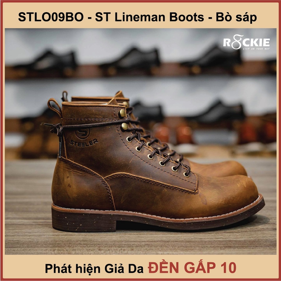 Giày da nam ST Lineman Boots - da bò thật 100% - da sáp crazy horse -STLO09 - R8ckie