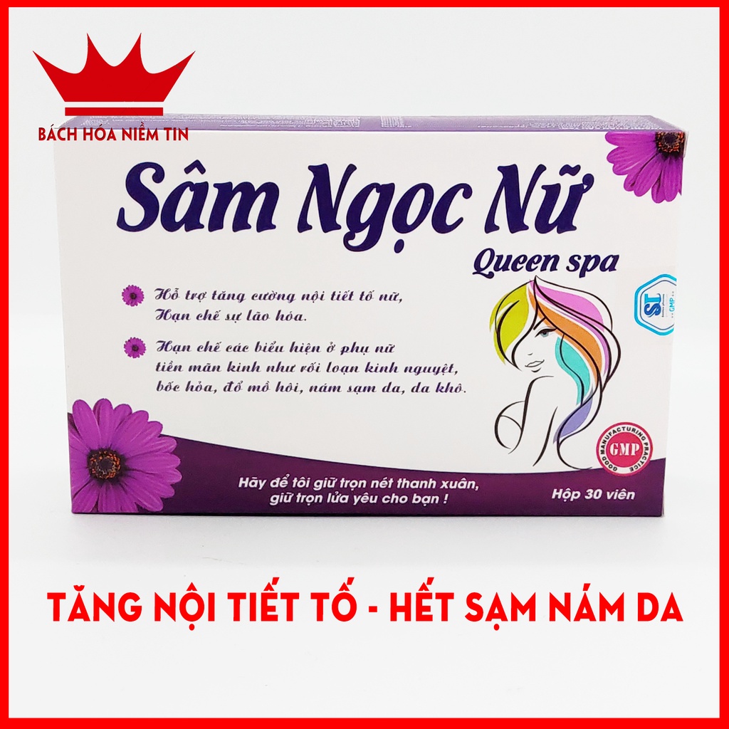 Viên uống tăng nội tiết tố nữ SÂM NGỌC NỮ Queen Spa, giảm nám sạm da, ổn định vòng kinh, tăng sinh lý nữ - Vỉ 30 viên