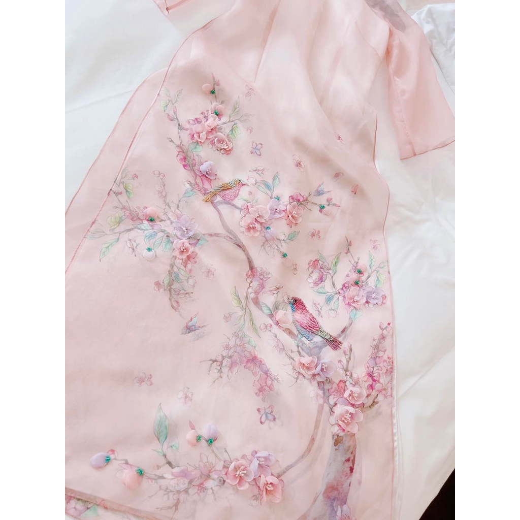 Mita Boutique - Áo Dài Cách Tân Đào Y Mita Hoạ Tiết Thêu Đính Kết - MIAD0019