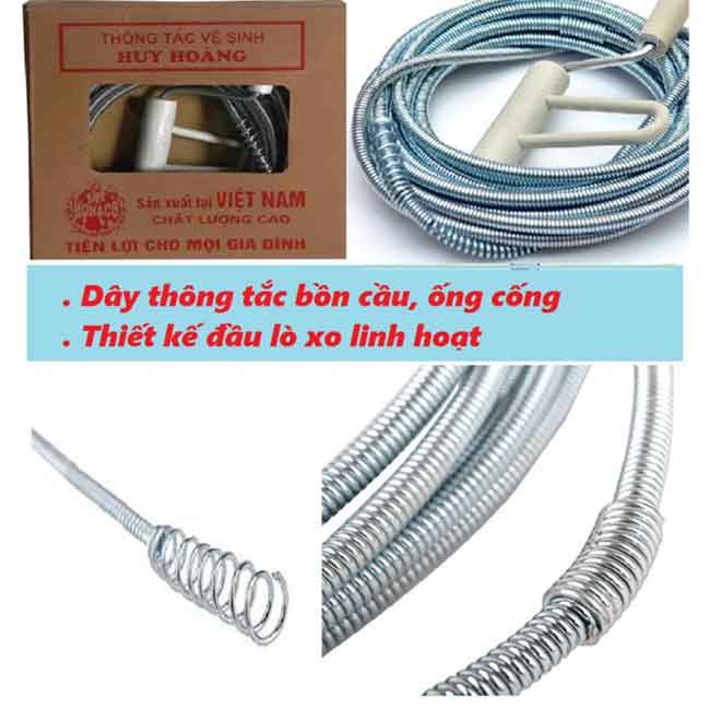 Dây thông tắc cống, bồn cầu bị nghẹt lò xo 2m 3m 7m 10m