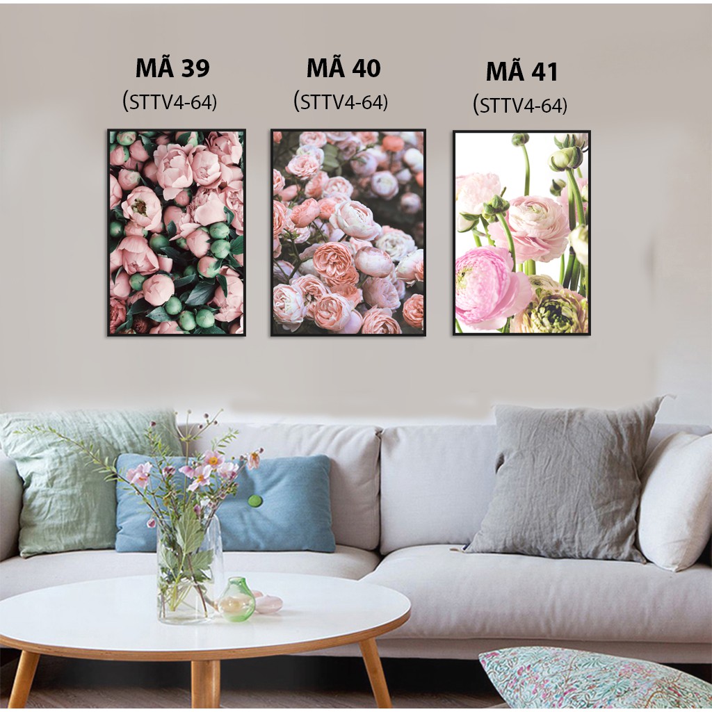 Khung tranh canvas hình hoa đẹp, kt 30x45 (tranh kèm khung y hình)