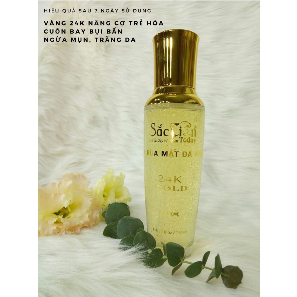 Gel rửa mặt đa năng Sắc Tiên Today 130ml chứa tinh chất Vàng nano 24K ngăn ngừa mụn hiệu quả sau 7 ngày sử dụng