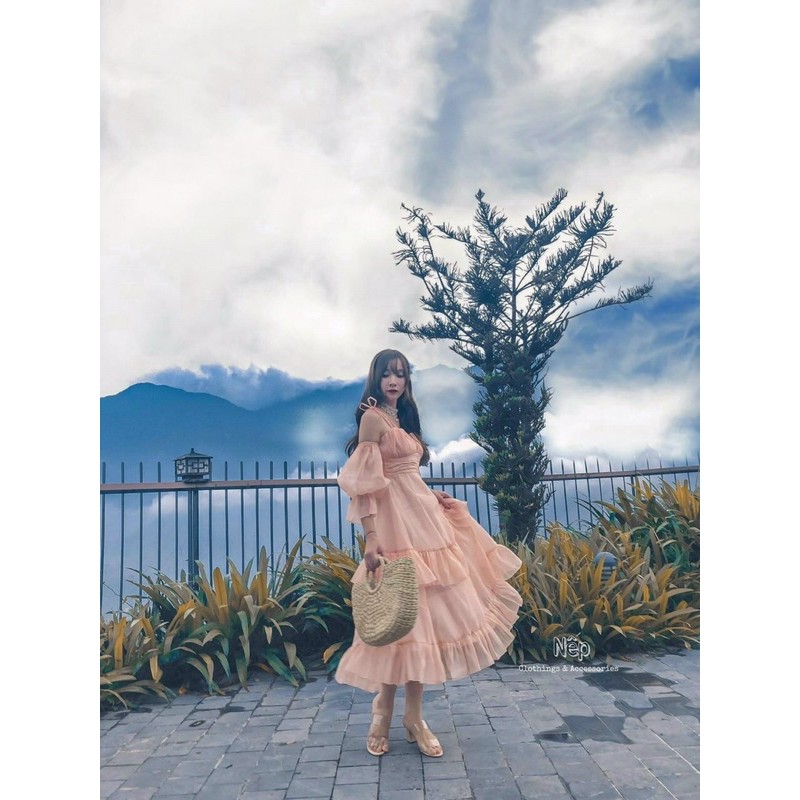 Đầm maxi trễ vai hai dây tầng đi biển du lịch (Ảnh thật trãi sàn) | BigBuy360 - bigbuy360.vn