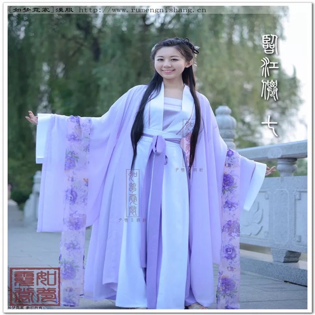 Bộ cổ trang tím hán phục hanfu