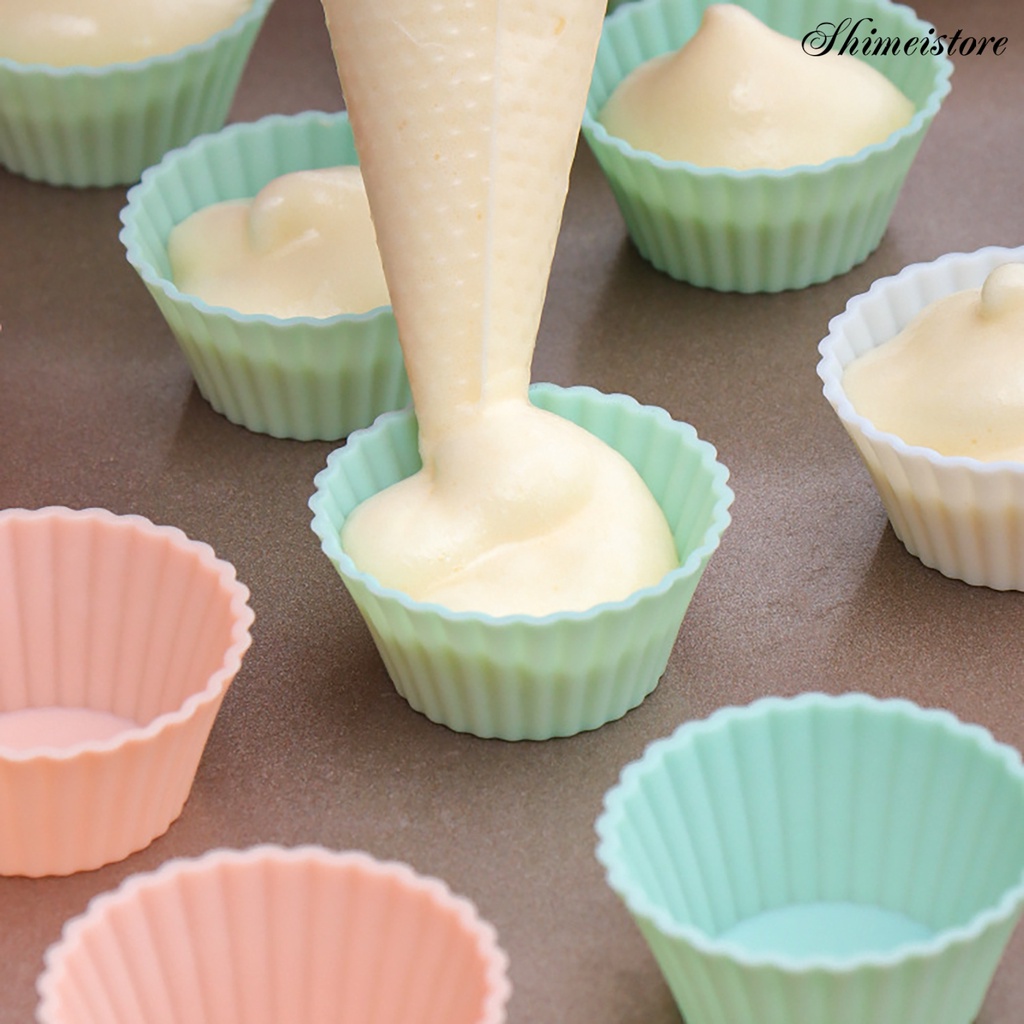 Set 10 Cốc Làm Bánh Muffin Bằng Silicone Chống Dính Linh Hoạt Tiện Dụng