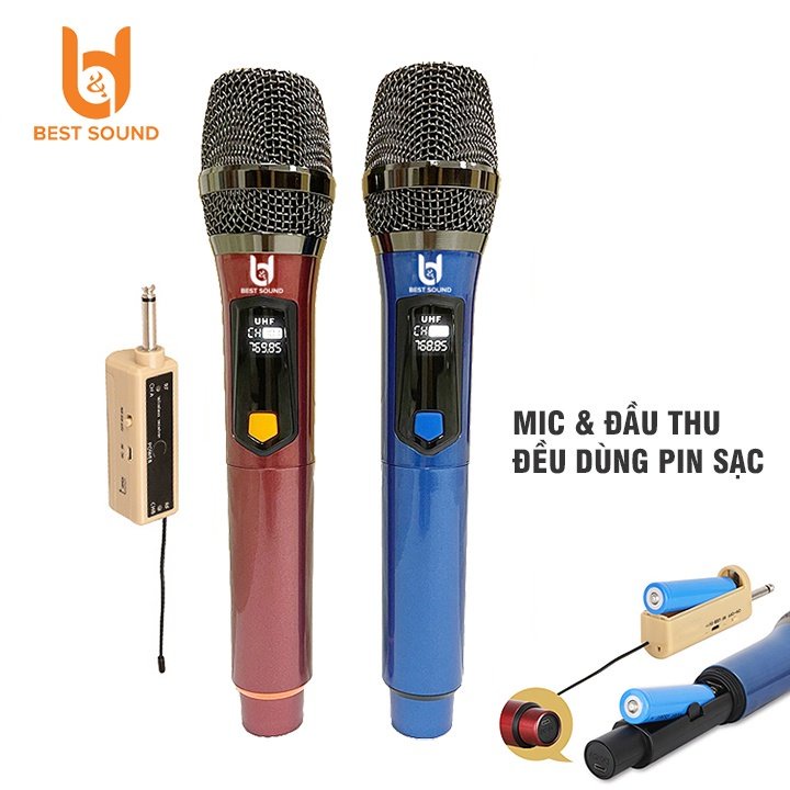 Bộ Micro Mic đôi Không dây chính hãng BEST SOUND U-WR20 | V-W108 | V-W003 |Chuyên dụng hát Karaoke Loa kéo, Amply, Loa