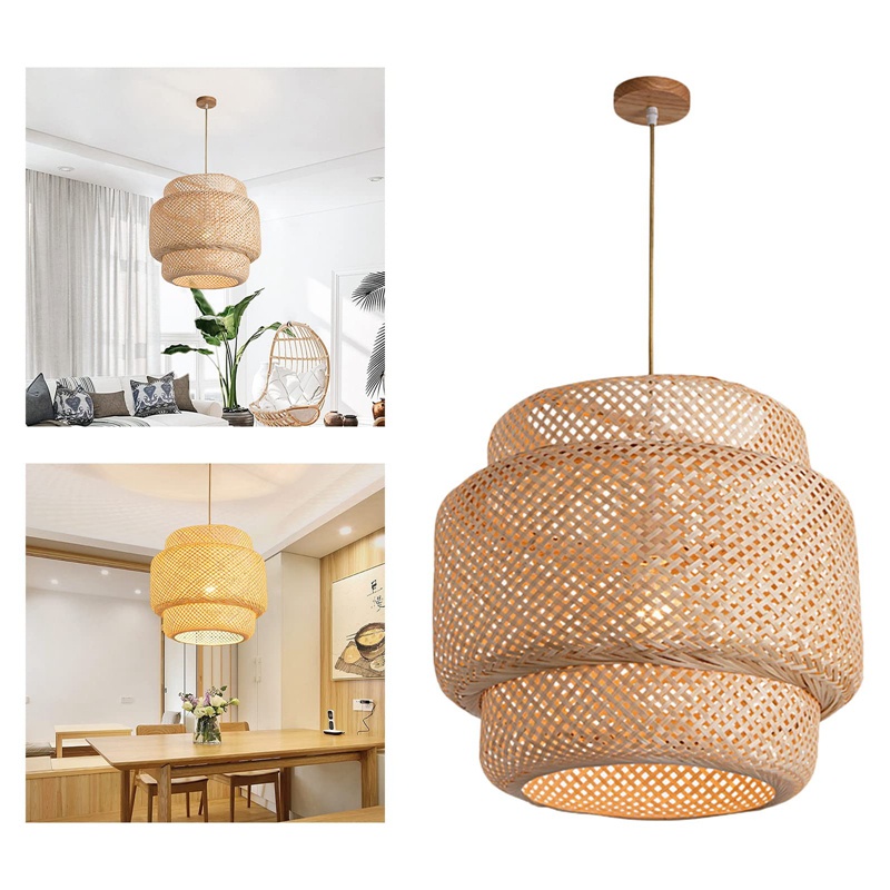 Chụp Đèn Treo Trần Nhà Bằng Tre Đan Tay Phong Cách Nhật Bản Cổ Điển Cho Teahouse B