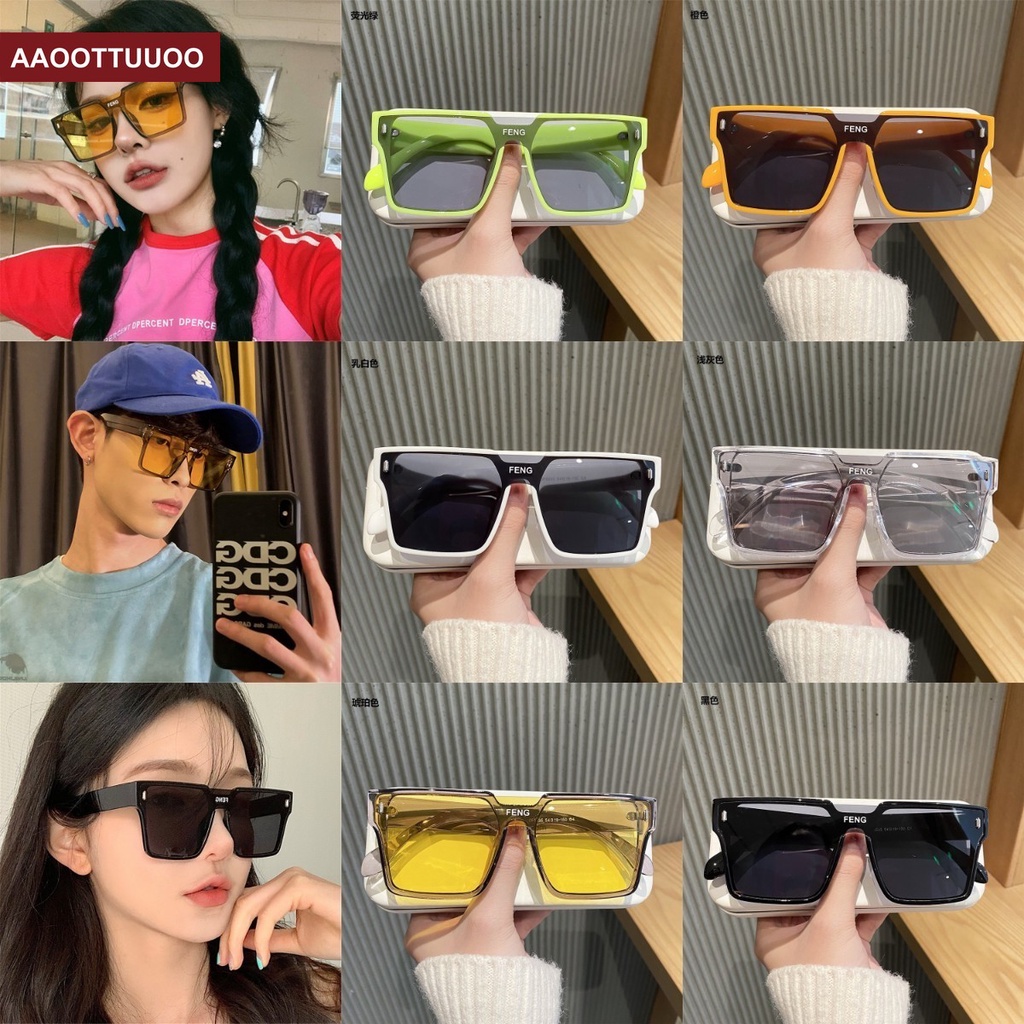 Kính Chống Nắng Thiết Kế Tròng Vuông Phong Cách Hip Hop Thời Trang Với 6 Màu Khác Nhau