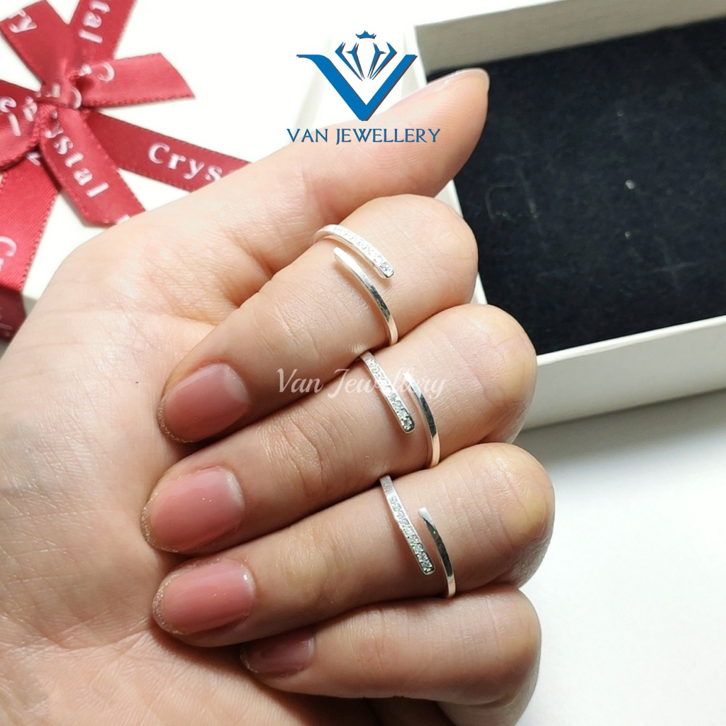 Nhẫn bạc nữ Nhẫn một hàng đá vòng Van Jewelry V10010 free size