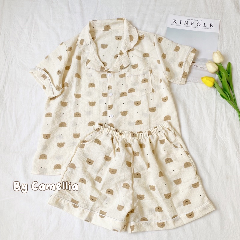 Bộ đồ ngủ Pijama mặc nhà dễ thương- Bộ ngủ đũi xốp hoạ tiết By Camellia QA01
