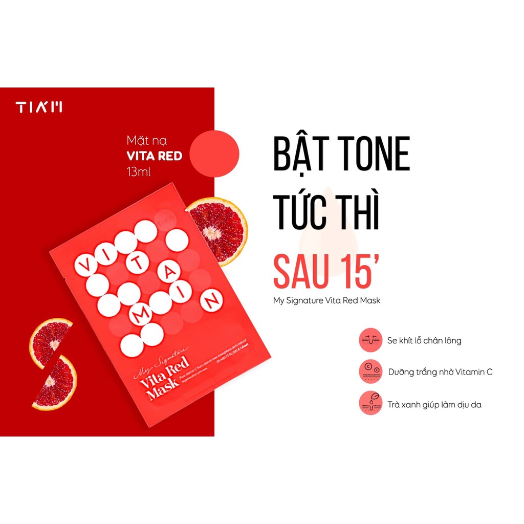 MẶT NẠ Dưỡng Trắng Da Vitamin C TIAM My Signature Vita Red Mask 23ml