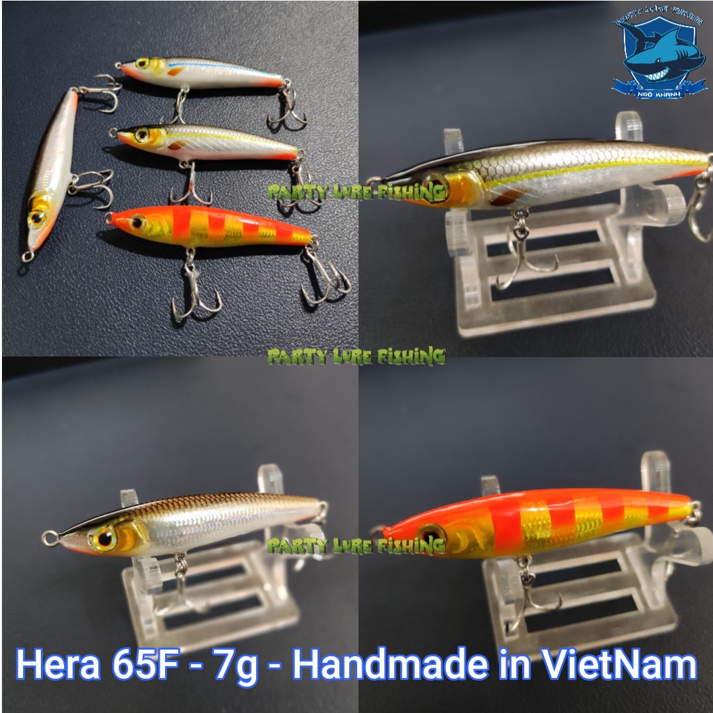 Mồi câu lure Hera 65F 7g , mồi giả câu cá chẽm, măng, chéc, cháo, mú... chất liệu gỗ Handmade in Vietnam