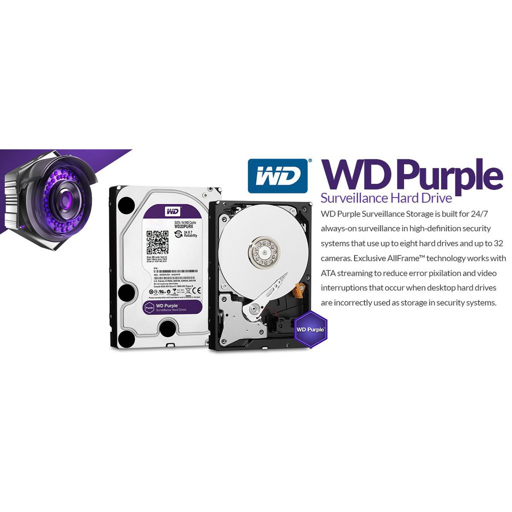 Ổ cứng camera HDD WD Purple 500GB - Nhập khẩu từ Nhật Bản, Hàn Quốc mới 99% - BH 6 tháng