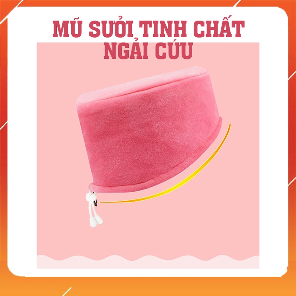 Mũ chườm nóng ngải cứu - Mũ chườm nóng bằng điện, lõi bằng ngải cứu khô và các loại thảo dược khác-Hỗ trợ giảm đau đầu