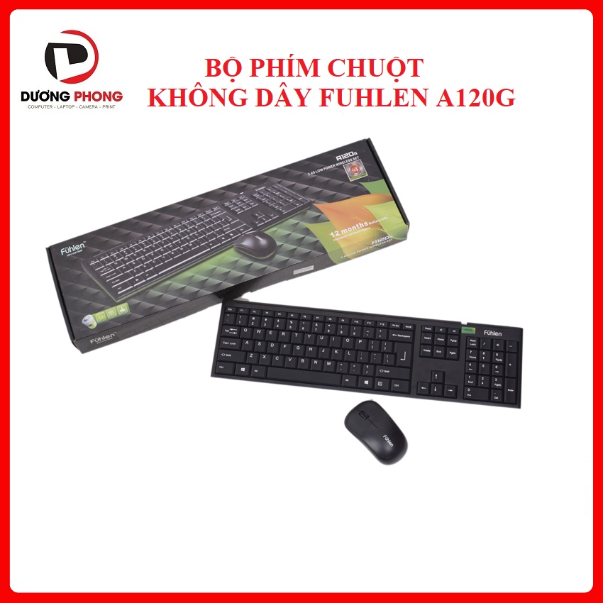 Bộ phím chuột không dây Fuhlen A120G Optical Wireless - BH24T Chính hãng