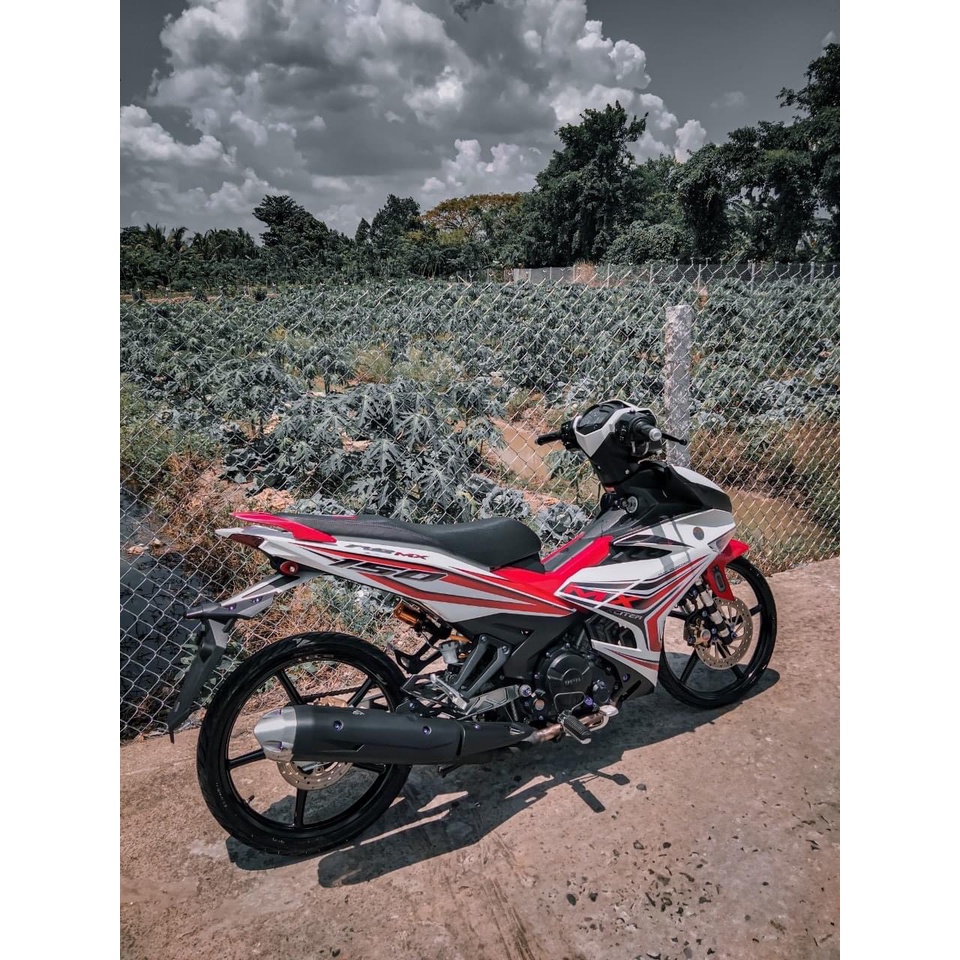 Tem trùm Exciter 150 yamaha trắng viền đỏ đen - Độ dán team trùm decal xe máy - Team trùm ex decal rẻ đẹp và chất  trắng