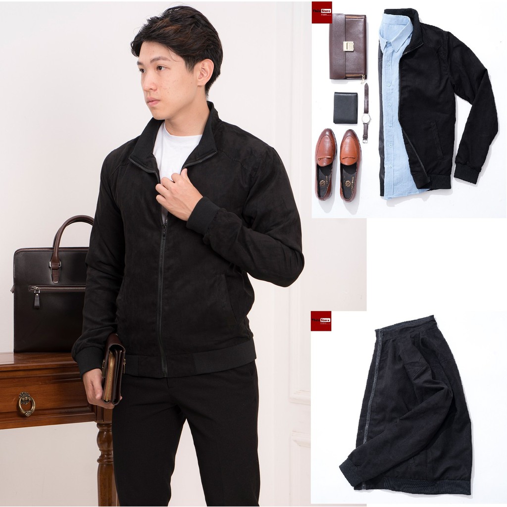 Áo Khoác Nam Bomber Da Lộn Dáng Ôm Hàng Thu Đông Cao Cấp | BigBuy360 - bigbuy360.vn