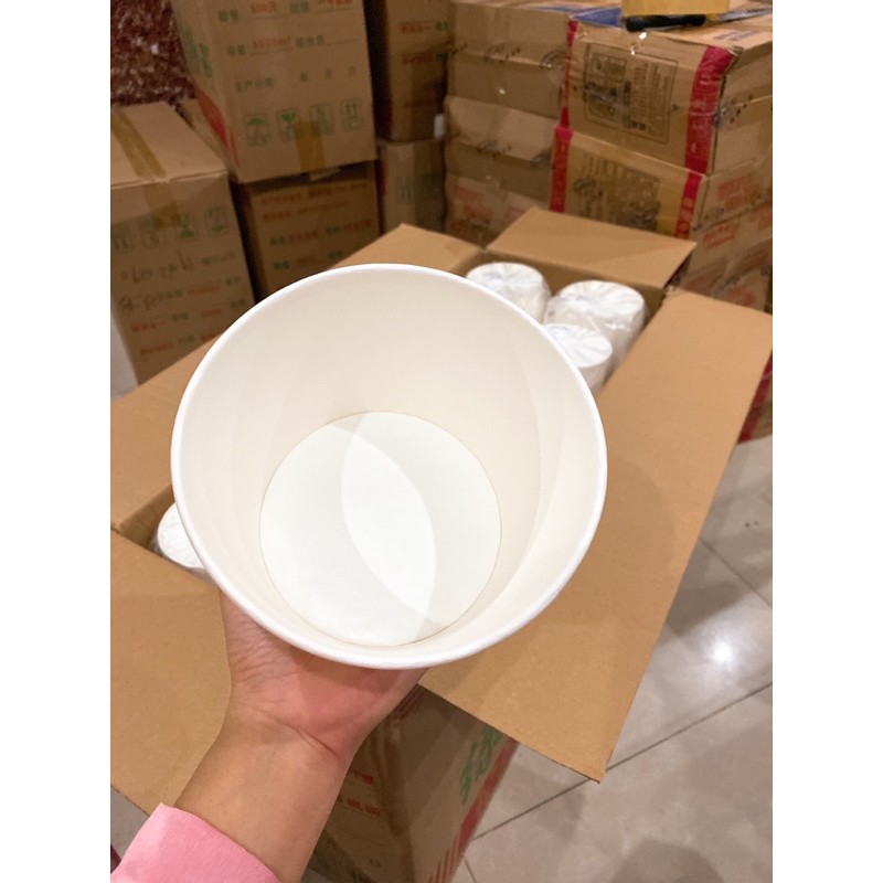 1 thùng 500 bát tô giấy trắng 1000ml đựng bún phở kèm nắp