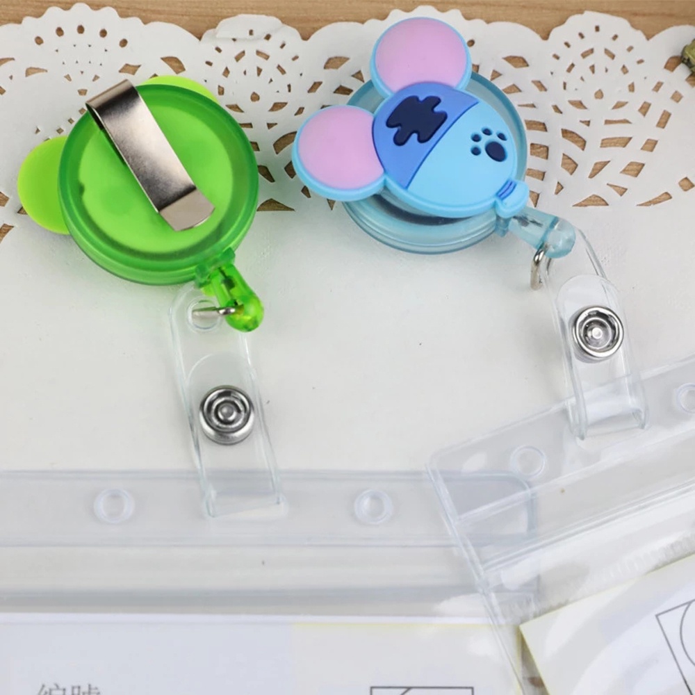 Kẹp giữ thẻ tên bằng silicon hình nhân vật hoạt hình dễ thương có thể thu vào