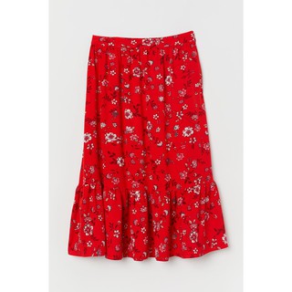 Chân váy dài hoa đỏ size 6UK HM H&_hàng chính hãng Anh
