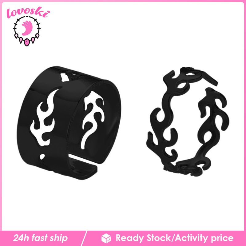 Set 2 Nhẫn Đeo Tay Thiết Kế Đơn Giản Phong Cách Vintage Cho Nữ