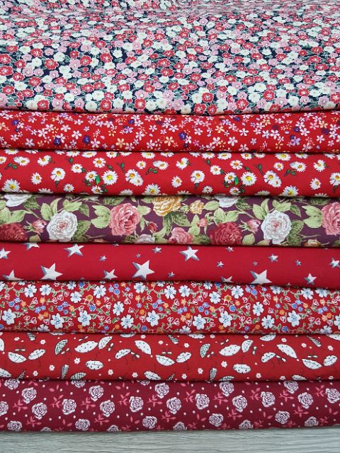 Vải Thô Cotton 1m 🍒 Phuonglinh06🍒 Khổ Vải 1m5 ,Hoa Nhí  Vải Đẹp