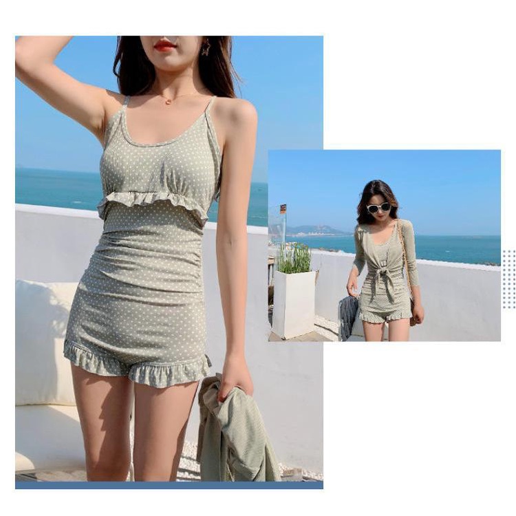 Bộ Đồ Bơi Một Mảnh Tay Dài Phong Cách Hàn Quốc Thời Trang Mùa Xuân Quyến Rũ Cho Nữ