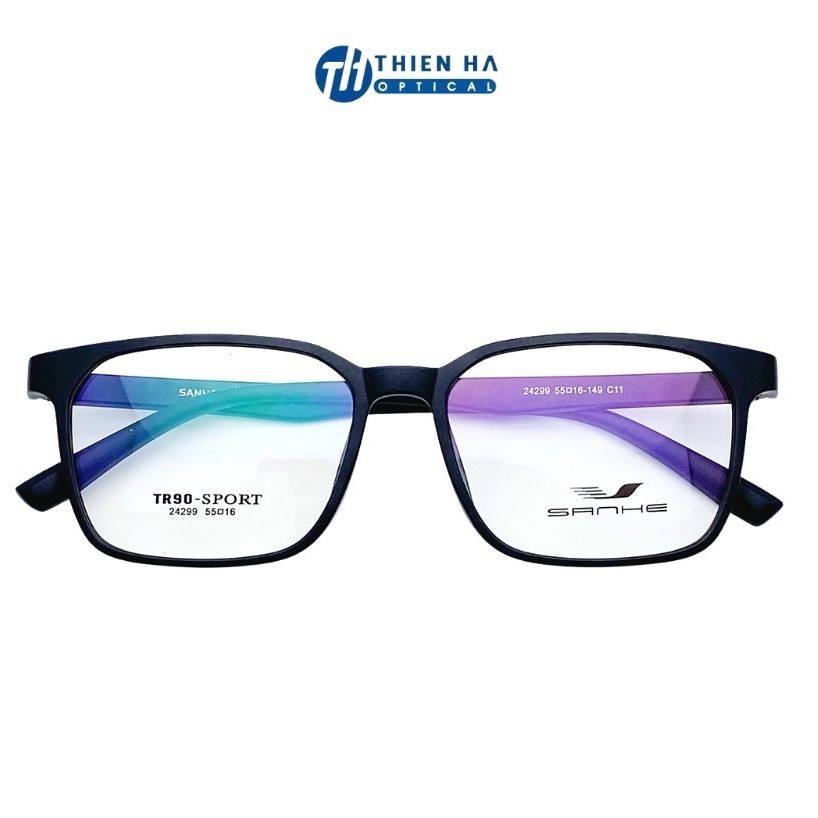 Gọng kính vuông nam nữ THIÊN HÀ OPTICAL nhựa dẻo dầy nhẹ chắc chắn siêu bền thích hợp độ cận cao trẻ dễ đeo SHANHE 24299