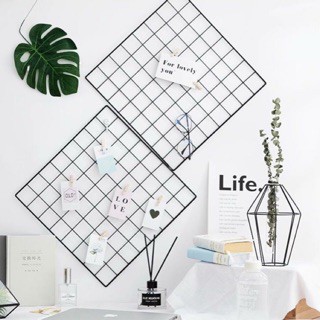 [Combo khung lưới+ đèn+móc] Khung lưới sắt trang trí treo tường