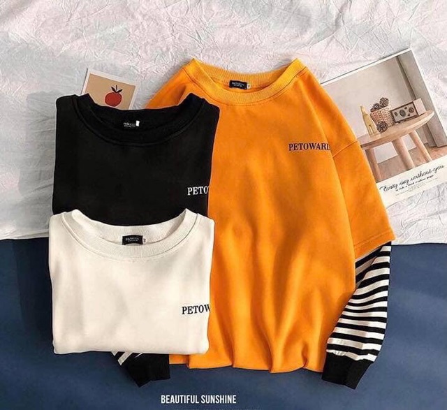 Áo thun thu đông tay dài PETRO tay sọc nối - Unisex nam nữ đều mặc được | BigBuy360 - bigbuy360.vn